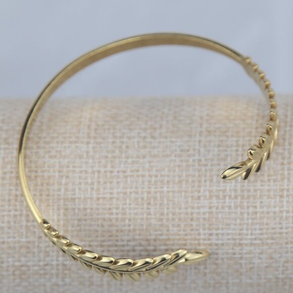Stainless Steel Leaf Cuff Bracelet – Gold or Silver Electroplated - Picture 5 of 6